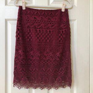 NWT Loft Burgundy Lace Pencil Skirt 4